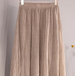 Candy Color Pleated A-Linen Big Circel Faldas Beach Skirt