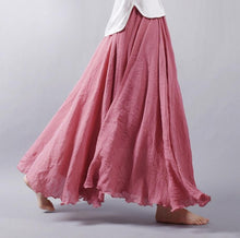 Candy Color Pleated A-Linen Big Circel Faldas Beach Skirt