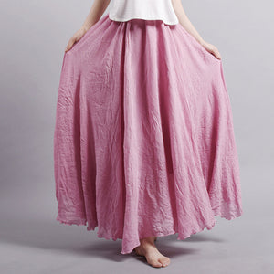 Candy Color Pleated A-Linen Big Circel Faldas Beach Skirt