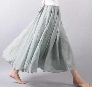 Candy Color Pleated A-Linen Big Circel Faldas Beach Skirt