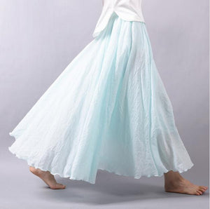 Candy Color Pleated A-Linen Big Circel Faldas Beach Skirt