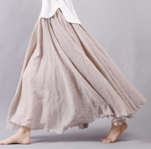 Candy Color Pleated A-Linen Big Circel Faldas Beach Skirt