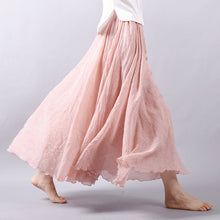 Candy Color Pleated A-Linen Big Circel Faldas Beach Skirt