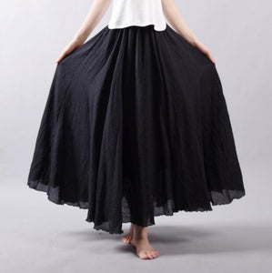 Candy Color Pleated A-Linen Big Circel Faldas Beach Skirt