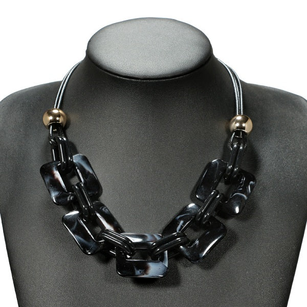 Leather cord statement necklace