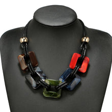 Leather cord statement necklace