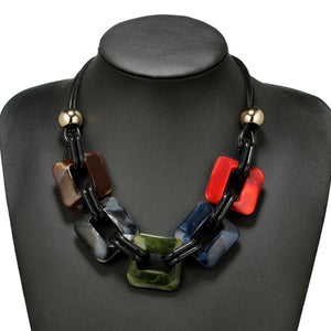 Leather cord statement necklace