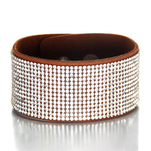 Welback Leather Trendy Crystal Alloy Rhinestone Wide Warp