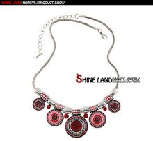 Silver Color Colorful Bead Pendant Statement Necklace