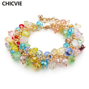 Crystal Beads Gold Color Charm Bracelets & Bangles