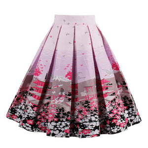 Retro Print Flower Summer Skirts