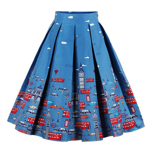 Retro Print Flower Summer Skirts