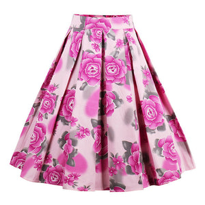 Retro Print Flower Summer Skirts