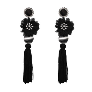 Ethnic Flower Design Statement Drop Dangle Earrings