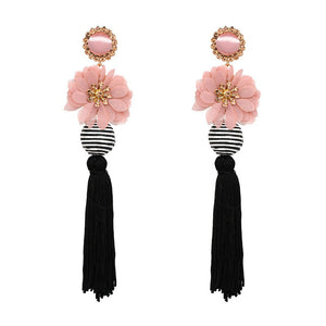 Ethnic Flower Design Statement Drop Dangle Earrings