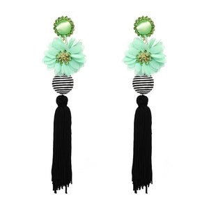 Ethnic Flower Design Statement Drop Dangle Earrings