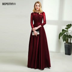 Robe De Soiree Long Sleeves Lace Top Prom Dress