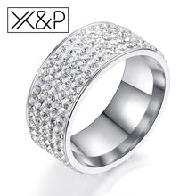 Luxury Rhinestone Clear Crystal Wedding Stainless Steel  Ring