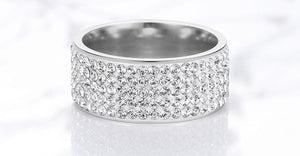 Luxury Rhinestone Clear Crystal Wedding Stainless Steel  Ring