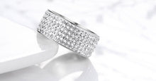 Luxury Rhinestone Clear Crystal Wedding Stainless Steel  Ring