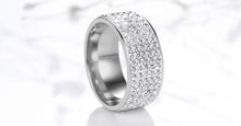 Luxury Rhinestone Clear Crystal Wedding Stainless Steel  Ring