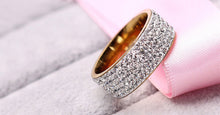 Luxury Rhinestone Clear Crystal Wedding Stainless Steel  Ring