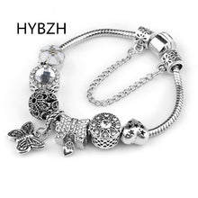 HYBZH Europe various style Fashion Jewelry Crown charm Bracelets & Bangles violet Glass European Beads fits bead bracelets