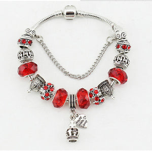 HYBZH Europe various style Fashion Jewelry Crown charm Bracelets & Bangles violet Glass European Beads fits bead bracelets