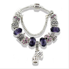 HYBZH Europe various style Fashion Jewelry Crown charm Bracelets & Bangles violet Glass European Beads fits bead bracelets