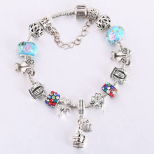 HYBZH Europe various style Fashion Jewelry Crown charm Bracelets & Bangles violet Glass European Beads fits bead bracelets