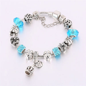 HYBZH Europe various style Fashion Jewelry Crown charm Bracelets & Bangles violet Glass European Beads fits bead bracelets