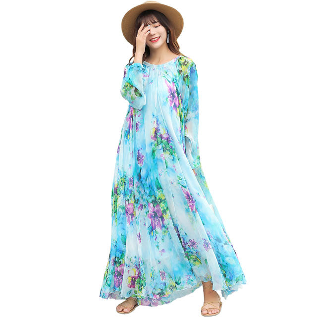 chiffon Long Sleeve Beach Sundress