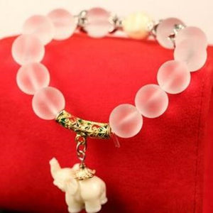 SEDmart Ethnic Matte Crystal Elephant Charm Bracelet For Women Antique Silver Buddha Head Animal Bead Cultural Bracelet Jewelry