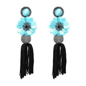 Ethnic Flower Design Statement Drop Dangle Earrings