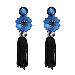 Ethnic Flower Design Statement Drop Dangle Earrings