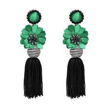 Ethnic Flower Design Statement Drop Dangle Earrings