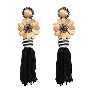 Ethnic Flower Design Statement Drop Dangle Earrings