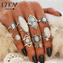 Boho Geometric Pattern Flower Rings Set