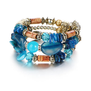 Bohemian Geometric Multilayer Charm Bracelets