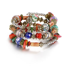 Bohemian Geometric Multilayer Charm Bracelets