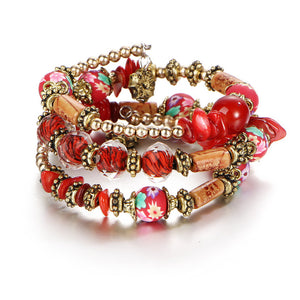 Bohemian Geometric Multilayer Charm Bracelets