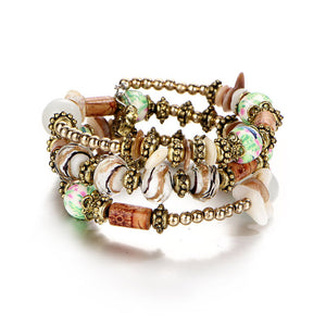 Bohemian Geometric Multilayer Charm Bracelets