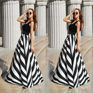 Elegant Striped Long Beach Dress