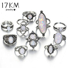 Boho Antique Silver Color Heart Flower Knuckle Rings