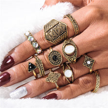 Silver Color Flower Horse Bohemian Punk Female Ring Set