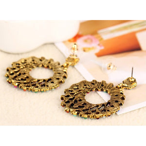 Trendy Round-shaped Colorized Rhinestones Crystal Dangle Earrings