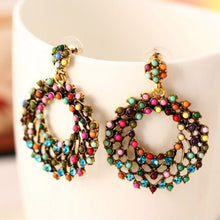 Trendy Round-shaped Colorized Rhinestones Crystal Dangle Earrings