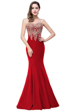 Backless Appliqués Burgundy Mermaid Lace Long Prom Dress