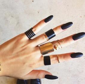 Black Opening  Midi Finger Knuckle Ring Set