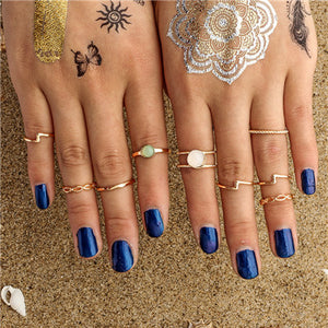 Black Opening  Midi Finger Knuckle Ring Set